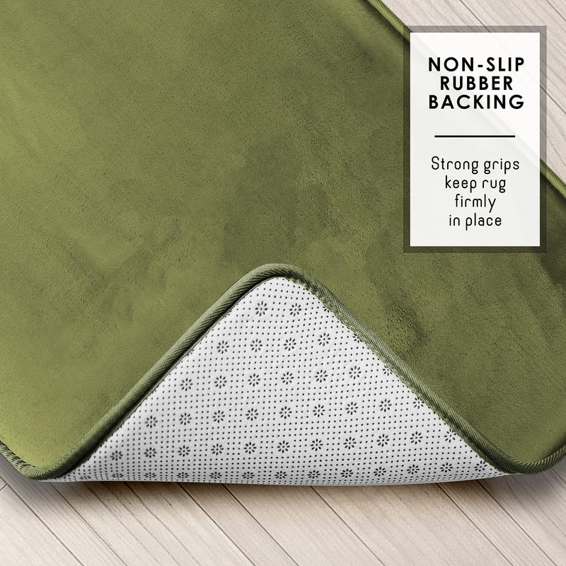 Clara Clark 2 Piece Bathroom Rugs Bath Mat Set, Velvet Memory Foam Bath Mats for Bathroom - Non-Slip, PVC Backing Bath Rugs, Washable - Dries Quickly, Green - Image 4